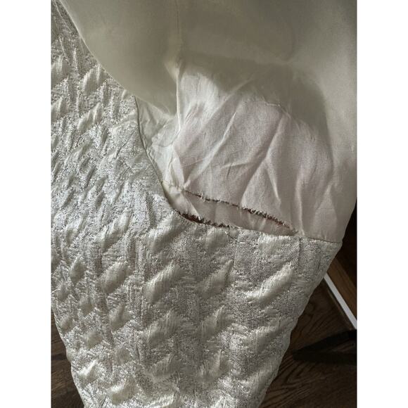 Vintage 60’s Nan Leslie Silver Metallic Quilted Mod Midi Dress - Picture 3 of 11